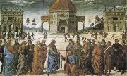 PERUGINO, Pietro Christ giving the Keys to St Peter oil painting